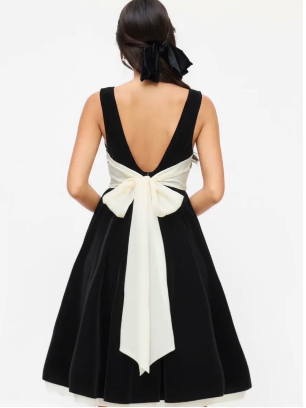 NWT VALENTINE HOLIDAY VELVET SCULPTURAL BOAT NECK BOWKNOT A-LINE MIDI DRESS L